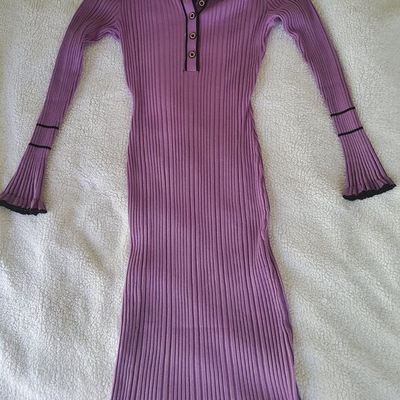 GRACE KARIN Long Sleeve Sweater Dress Button Knit Slim Fit Casual V Neck Bodycon - Picture 7 of 8